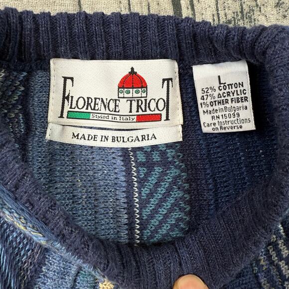 Vintage Florence Tricot 3d Sweater Coogi Style Fashion Sweater Men’s Size Large - Picture 8 of 9